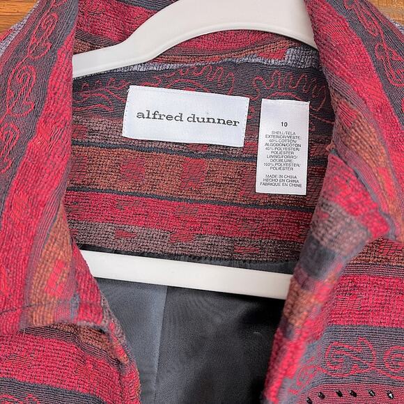 Alfred Dunner Jacket in Red, Black, Gray Stripes with Black Sequins Size 10 - Picture 7 of 7